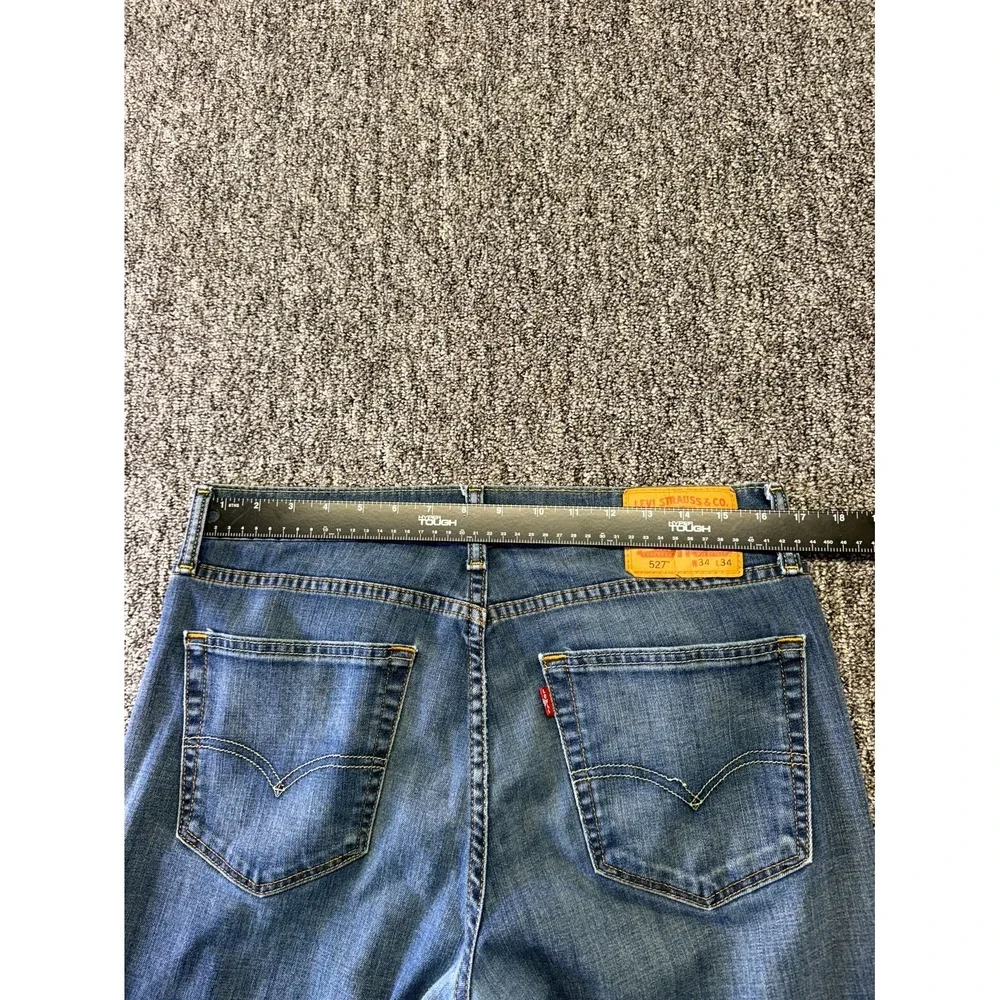 Levis 527 Jeans Mens 34x34 Blue Denim Cotton Slim Fit Medium Wash Bootcut Leg